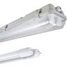 LED's light Proventa IK08 Lampada per ambienti umidi con tubo LED, 150 cm, 2 x 20,5 W con 6.200 lumen, 4.000 K, IP65, 50.000 ore, clip in acciaio inox, colore: Grigio plastica