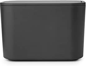 Brabantia Mindset Contenitore per Rifiuti Ideale per Rifiuti di Piccole Dimensioni Coperchio Basculante Rimovibile Antigraffio Resistente alla Corrosione Dark Grey 8.5 x 15 x 10 cm