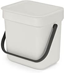 Brabantia Pattumiera Sort & Go 3L Piccolo Cestino per la Raccolta Differenziata Coperchio Aperto Maniglia per il Trasporto al Piano di Lavoro o Sotto la Cucina Light Grey 19 x 14 x 18 cm