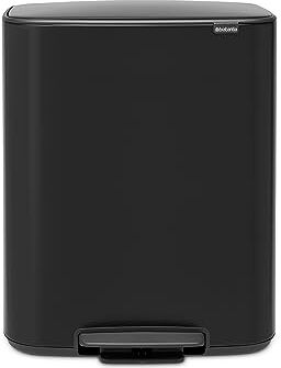 Brabantia Bo Pedal Bin Pattumiera Per Raccolta Differenziata, Acciaio, Nero Opaco, 2 x 30 Litri