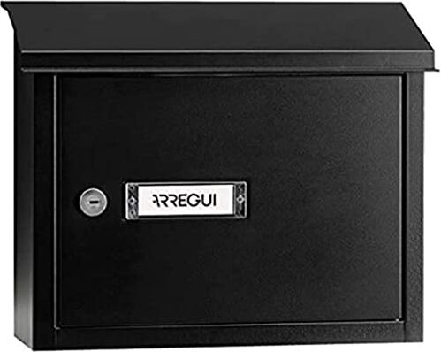 Arregui V4074 Maxi Cassetta Postale in Acciaio per Porte o Cancelli Interni, Cassetta Postale 33x4 cm, Taglia M (DIN A4 Posta e Rivista), Anticorrosivo, nero testurizzato