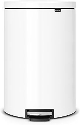 Brabantia FlatBack Pattumiera a Pedale, in Metallo, 40 l, Bianco