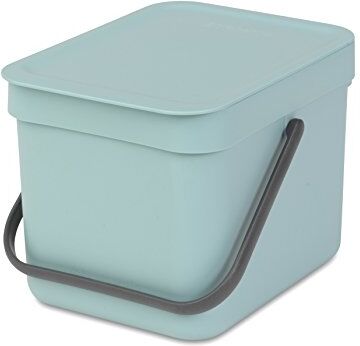 Brabantia Sort & Go Composteur Cuisine Menthe (6L) Poubelle de table avec Couvercle et Poignée (support mural inclus)