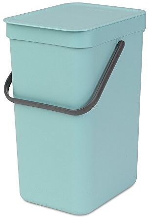 Brabantia Sort & Go Poubelle Recyclage Cuisine Menthe (12L) avec Couvercle et Poignée (support mural inclus) Gratuite Sacs Poubelle PerfectFit inclus