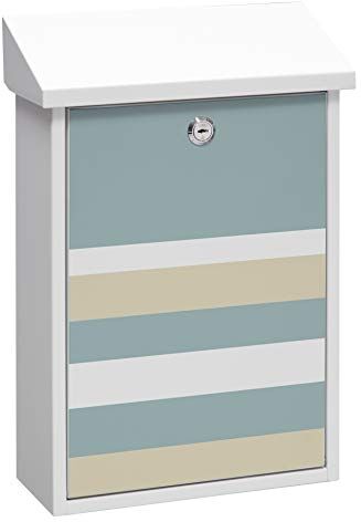 Arregui Premium  Cassetta Postale Individuale in Acciaio con Serigrafia Decorativa "Lines", Dimensione M (DIN A4 e Riviste), Bianco