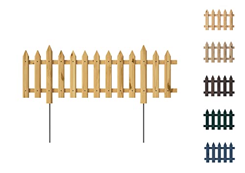 Floranica Recinzione da Giardino 1 pz 103cm 40cm Naturale Pino trattato Recinto a innesto con Barre di Metallo Staccionata per aiuole Letti di Verdura Palizzata da Giardino