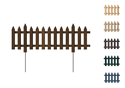 Floranica Recinzione da Giardino 1 pz 103cm 20cm Marrone Pino trattato Recinto a innesto con Barre di Metallo Staccionata per aiuole Letti di Verdura Palizzata da Giardino