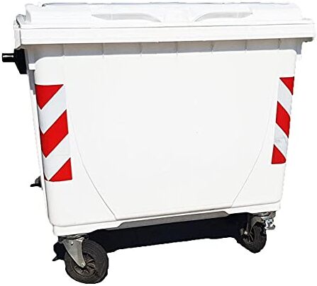 Mobil Plastic Cassonetto per la raccolta differenziata rifiuti, capacità 660 Lt, certificato UNI EN 840, coperchio piano, colore bianco