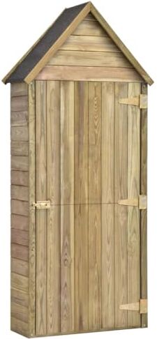 vidaXL Legno Pino Impregnato Capanno Attrezzi Giardino con Porta Robusto Pratico Casetta Strumenti Ripostiglio Deposito 69,5x32x178 cm Colore Naturale