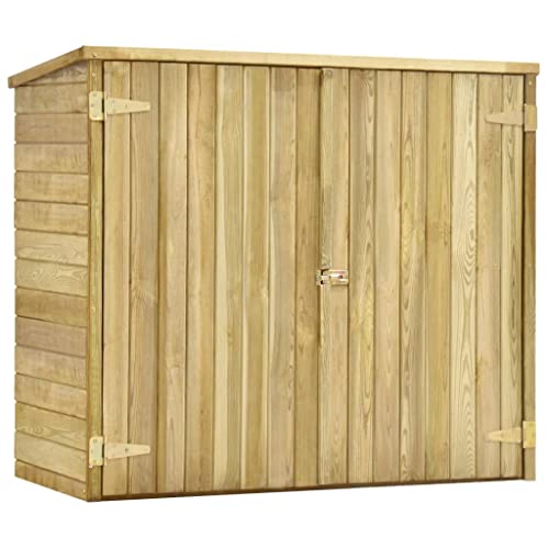 vidaXL Legno di Pino Impregnato Rimessa Attrezzi da Giardino con 3 Ripiani Design Liscio Casetta Attrezzi per Esterni 135x60x123 cm