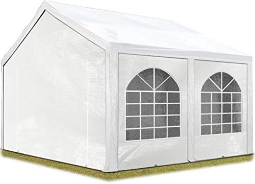 TOOLPORT Tendone per Feste 4x4 m Gazebo Party per sagre, mercati 450 N Bianco Impermeabile Protezione UV