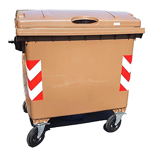 Mobil Plastic Cassonetto per la raccolta differenziata rifiuti, capacità 660 Lt, certificato UNI EN 840, coperchio piano, colore marrone