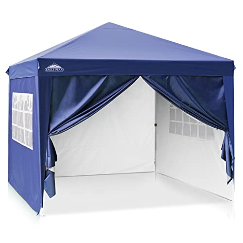 Eagle Gazebo pieghevole da 3 x 3 m, impermeabile, pieghevole, da giardino, pieghevole, protezione UV, con 4 parti laterali, per feste, matrimoni, giardino, campeggio, festival, blu