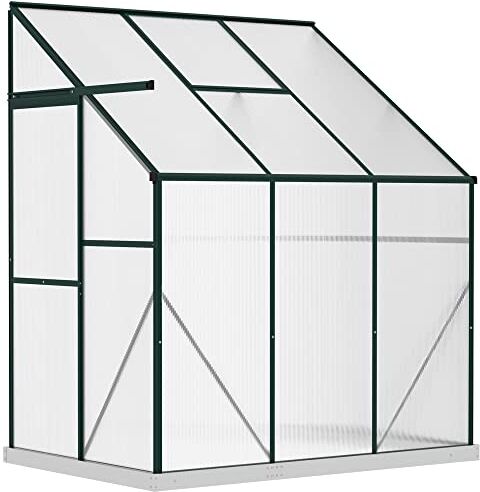 Outsunny 2x1.3x2.2 m Serra da Giardino con Porta Scorrevole e Finestra di Ventilazione in Policarbonato e Alluminio