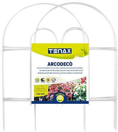 TENAX Arcodeco Bianco, Bordura da Giardino, Altezza 46 cm Lunghezza 2,50 m, Bordura ad Arco Tondo in Acciaio Plastificato, Composta da 6 moduli di 42x46 cm