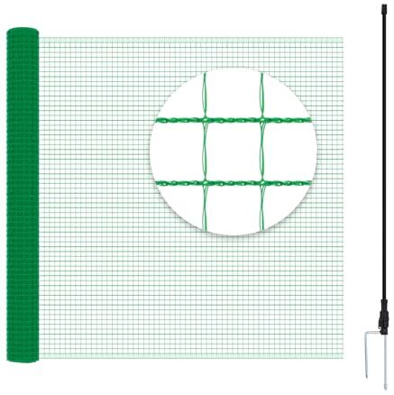 WOLTU Rete per pollame,Rete Verde per Recinzione con Pali 25x0,9 m, Recinzione da Giardino a Maglia con Picchetti, Funi e Fascette, per Frutteti, Fattorie, Animali, Orti, in PE 53g/m²