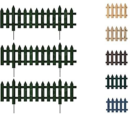 Floranica Recinzione da Giardino 3 pz 103cm 20cm Verde Pino trattato Recinto a innesto con Barre di Metallo Staccionata per aiuole Letti di Verdura Palizzata da Giardino