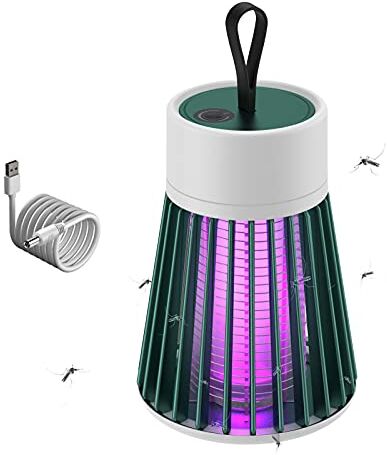 Bseical Zanzariera Elettrica da Interno, Antizanzare Elettrico Portatile, Lampada Antizanzare Casa, Lampada Zanzare Esterno, Racchetta Zanzare Atossica Anti Mosche UV Campeggio 100m² (USB senza Pila, Verde)