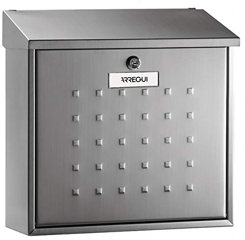 Arregui Premium Maxi E5617 Cassetta Postale Individuale in Acciaio, Di Grandi Dimensioni, Cassetta della Posta da Parete, Dimensione L (Riviste e Buste C4), Facile da Montare, Inox