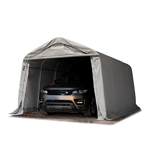 TOOLPORT Tenda Garage 3,3 x 4,8m Tenda Capannone in PVC 800 N e Stabile Costruzione in Acciaio Grigio