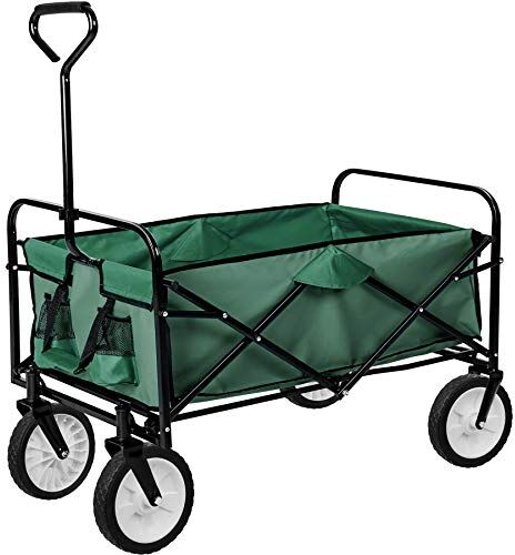 TecTake Carrello a mano per giardino carretto pieghevole rimorchio di trasporto   Capacità 80 kg   -disponibile in diversi colori- (Verde   no. 402596)