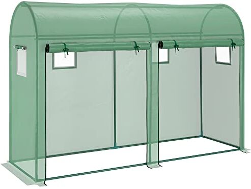 Outsunny Serra Tunnel da Giardino per Piante e Orto, Serra da Balcone con 2 Porte Avvolgibili e 4 Finestre, Copertura in PE Struttura in Acciaio, 3x1x2m