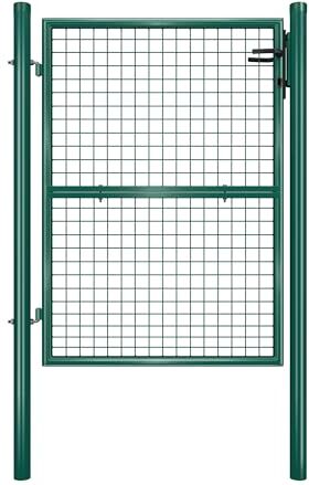 SONGMICS Cancello da Giardino, Cancelletto da Giardino, Acciaio Zincato con Serratura, Porta di 106 x 125 cm (L x H), Tubo Tondo, Cancello per Recinzione, Verde GGD175G