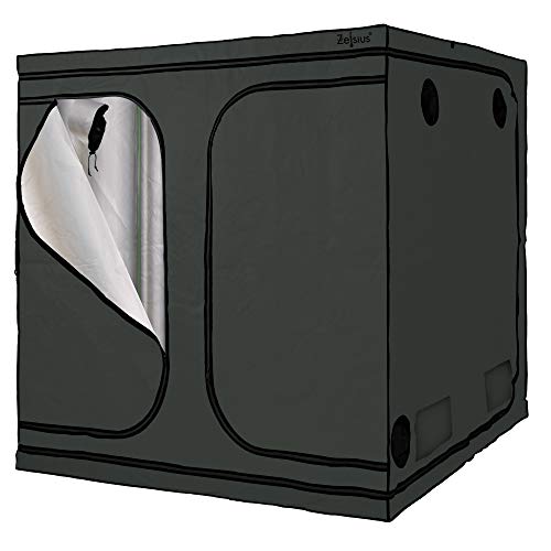 Zelsius Tenda MyHomeGrow Tenda da coltivazione   Growbox interno   Growroom Armadio crescere Camera oscura Tenda per piante Serra Tenda idroponica (200 x 200 x 200 cm, Grigio)