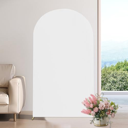 LZLUCKCOME Copertura per sfondo per porta ad arco, per matrimoni, cerimonie, compleanni, feste (bianco 220 x 120 cm)