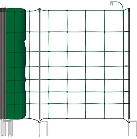 Voss Rete per Pecore Classic+ 50 m, per recinzioni elettrificabili, 90 cm di Altezza e 50 m di Lunghezza, a Punta Singola, Dotata di 20 Pali, Verde