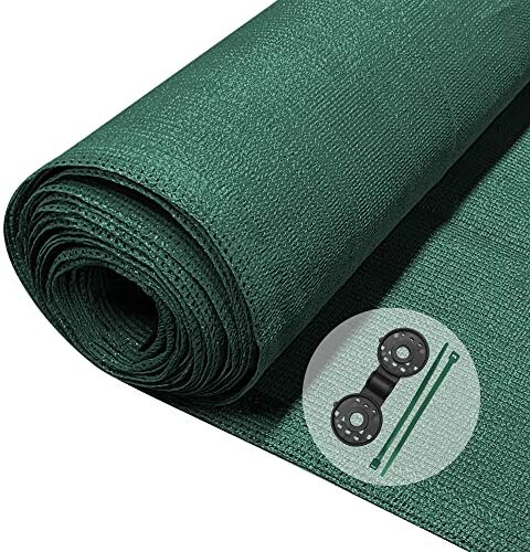 VOUNOT Rete Ombreggiante 1×10m, Telo Frangivista Recinzione Giardino 150 g/m² HDPE, Tessuto Ombra Privacy Antistrappo Antivento con Fascette, per Esterno, Serra, Balcone, Giardino, Verde