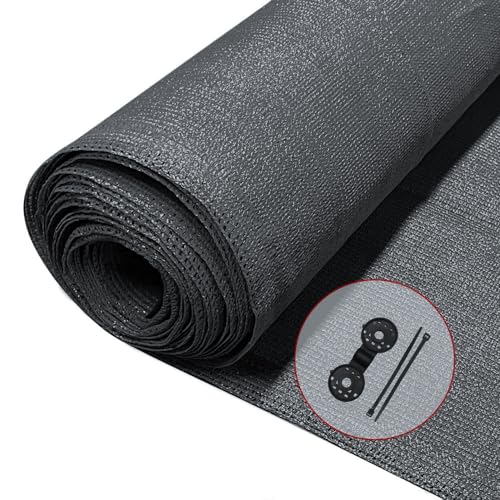 VOUNOT Rete Ombreggiante 1.5×10m, Telo Frangivista Recinzione Giardino 150 g/m² HDPE, Tessuto Ombra Privacy Antistrappo Antivento con Fascette, per Esterno, Serra, Balcone, Giardino, Antracite