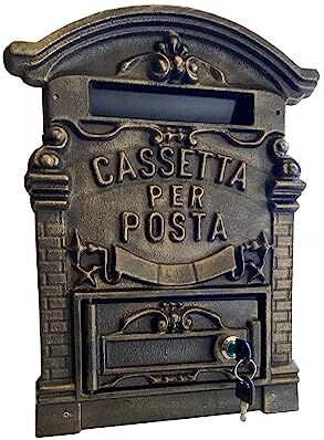 kippen Cassetta Porta Lettere in Ghisa Modello "Old", Color Bronzo