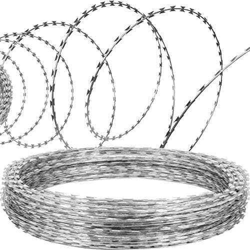 VEVOR Filo Spinato per Recinzione Rete Metallica 2 Rotoli x 15 m, Filo Spinato Doppia Bobina di Filo per Recinzione Giardino Artigianato Filo Spirale, Filo Spinato Zincato Recinzione per il Pascolo