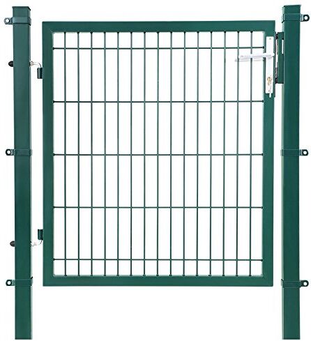 SONGMICS Cancello da Giardino in Acciaio Zincato, Cancelletto da Giardino, Cancello per Recinzione, con Serratura, Maniglia e Chiave, 106 x 90 cm (L x H), Verde GGD250L