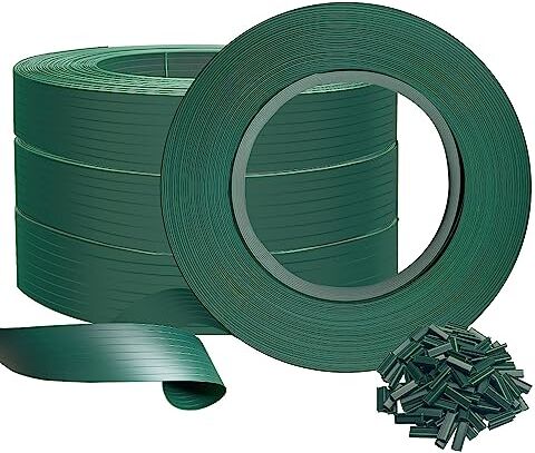 VOUNOT Strisce di Protezione in PVC per Recinzioni da Giardino e Recinzioni a Doppia Asta 300m x 4.7cm, Strisce Frangivista in PVC con 600 Clip di Fissaggio, Verde