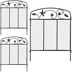 Relaxdays Recinzione da Giardino, Set da 3 Bordure H x L: 79 x 63 cm, Recinto Decorativo, in Metallo, Marrone Scuro Relaxdays Recinzione da Giardino, Set da 3 Bordure H x L: 79 x 63 cm, Recinto Decorativo, in Metallo, Marrone Scuro