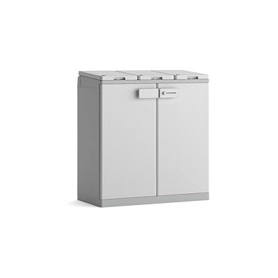Keter Armadio Raccolta Differenziata ReCyclo, 3 Scomparti, Compatibile con sacchi da 110L, Bianco/Beige, 89x45x96H cm Keter Armadio Raccolta Differenziata ReCyclo, 3 Scomparti, Compatibile con sacchi da 110L, Bianco/Beige, 89x45x96H cm