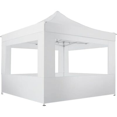 tectake ® Gazebo pieghevole in alluminio, 3x3 m, impermeabile, con 4 pareti laterali, con corde di tensione, picchetti e borsa, baldacchino, balcone, terrazza, gazebo da giardino Bianco tectake ® Gazebo pieghevole in alluminio, 3x3 m, impermeabile, con 4 pareti laterali, con corde di tensione, picchetti e borsa, baldacchino, balcone, terrazza, gazebo da giardino Bianco