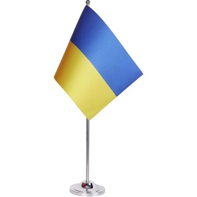 AZ FLAG Bandiera Da Tavolo Di Prestigio Ucraina 22X15Cm In Raso Piccola Bandierina Ucraina 15 X 22 Cm AZ FLAG Bandiera Da Tavolo Di Prestigio Ucraina 22X15Cm In Raso Piccola Bandierina Ucraina 15 X 22 Cm