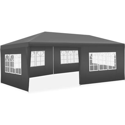 tectake ® Gazebo 3x6 m, impermeabile con 5 pannelli laterali rimovibili, struttura in acciaio, tenda con protezione UV, tendone per feste, balconi, campeggio, auto, gazebo terrazzo esterno Grigio tectake ® Gazebo 3x6 m, impermeabile con 5 pannelli laterali rimovibili, struttura in acciaio, tenda con protezione UV, tendone per feste, balconi, campeggio, auto, gazebo terrazzo esterno Grigio