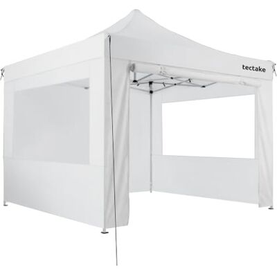 tectake ® Gazebo Pieghevole da Giardino in Alluminio 3 x 3 m, Impermeabile 4 Pannelli Laterali, Protezione UV 40+, Altezza Regolabile, Corde di Tensionamento, Picchetti, Sacca da Trasporto, Bianco tectake ® Gazebo Pieghevole da Giardino in Alluminio 3 x 3 m, Impermeabile 4 Pannelli Laterali, Protezione UV 40+, Altezza Regolabile, Corde di Tensionamento, Picchetti, Sacca da Trasporto, Bianco