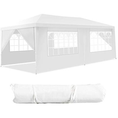 COSTWAY Gazebo da Giardino 3 x 6 m, Tendone per Feste con 4 Tende Laterali Rimovibili e 2 Porte con Cerniera, Con Borsa di Trasporto, Impermeabile Protezione UV COSTWAY Gazebo da Giardino 3 x 6 m, Tendone per Feste con 4 Tende Laterali Rimovibili e 2 Porte con Cerniera, Con Borsa di Trasporto, Impermeabile Protezione UV