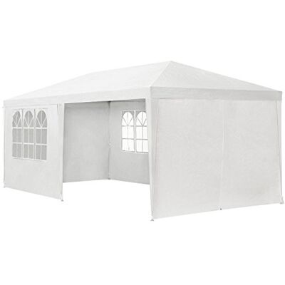 Juskys Tenda per feste 3x6m, 18m², 6 pareti, tetto rimovibile, 18m², 12 ganci, 6 corde, giardino, matrimoni, bianco Juskys Tenda per feste 3x6m, 18m², 6 pareti, tetto rimovibile, 18m², 12 ganci, 6 corde, giardino, matrimoni, bianco