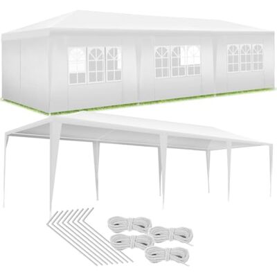 tectake ® Gazebo Esterno Resistente 9x3 m, Impermeabile, con 8 Pareti Laterali Rimovibili, Protezione UV, Telaio in Acciaio, Tendone per Feste, Matrimoni, Campeggio, Gazebi Terrazzo Esterno Bianco tectake ® Gazebo Esterno Resistente 9x3 m, Impermeabile, con 8 Pareti Laterali Rimovibili, Protezione UV, Telaio in Acciaio, Tendone per Feste, Matrimoni, Campeggio, Gazebi Terrazzo Esterno Bianco