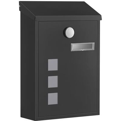 SONGMICS Cassetta Postale da Esterno in Acciaio, con Serratura in Rame Cassetta Lettere, 3 Finestre di Controllo, 21,8 x 9 x 31,8 cm, Nero, Collezione POSTER GMB032BZ01 SONGMICS Cassetta Postale da Esterno in Acciaio, con Serratura in Rame Cassetta Lettere, 3 Finestre di Controllo, 21,8 x 9 x 31,8 cm, Nero, Collezione POSTER GMB032BZ01