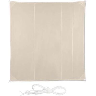Relaxdays Tenda a Vela Quadrata, Impermeabile, Anti UV, Corde di Supporto, da Terrazza e Giardino, LxP: 5x5 m, Beige, 5 x 5 m Relaxdays Tenda a Vela Quadrata, Impermeabile, Anti UV, Corde di Supporto, da Terrazza e Giardino, LxP: 5x5 m, Beige, 5 x 5 m