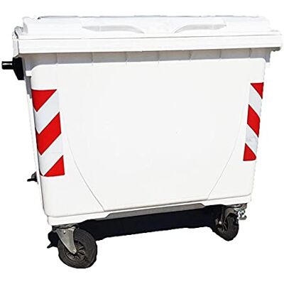 Mobil Plastic Cassonetto per la raccolta differenziata rifiuti, capacità 660 Lt, certificato UNI EN 840, coperchio piano, colore bianco Mobil Plastic Cassonetto per la raccolta differenziata rifiuti, capacità 660 Lt, certificato UNI EN 840, coperchio piano, colore bianco