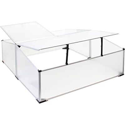 Wiltec Mini serra in policarbonato trasparente e alluminio 100x120x40cm, tetto 3 aperture Wiltec Mini serra in policarbonato trasparente e alluminio 100x120x40cm, tetto 3 aperture