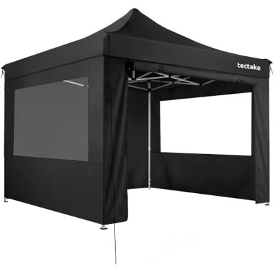 tectake ® Gazebo Pieghevole da Giardino in Alluminio 3 x 3 m, Impermeabile 4 Pannelli Laterali, Protezione UV 40+, Altezza Regolabile, Corde di Tensionamento, Picchetti, Sacca da Trasporto, Nero tectake ® Gazebo Pieghevole da Giardino in Alluminio 3 x 3 m, Impermeabile 4 Pannelli Laterali, Protezione UV 40+, Altezza Regolabile, Corde di Tensionamento, Picchetti, Sacca da Trasporto, Nero
